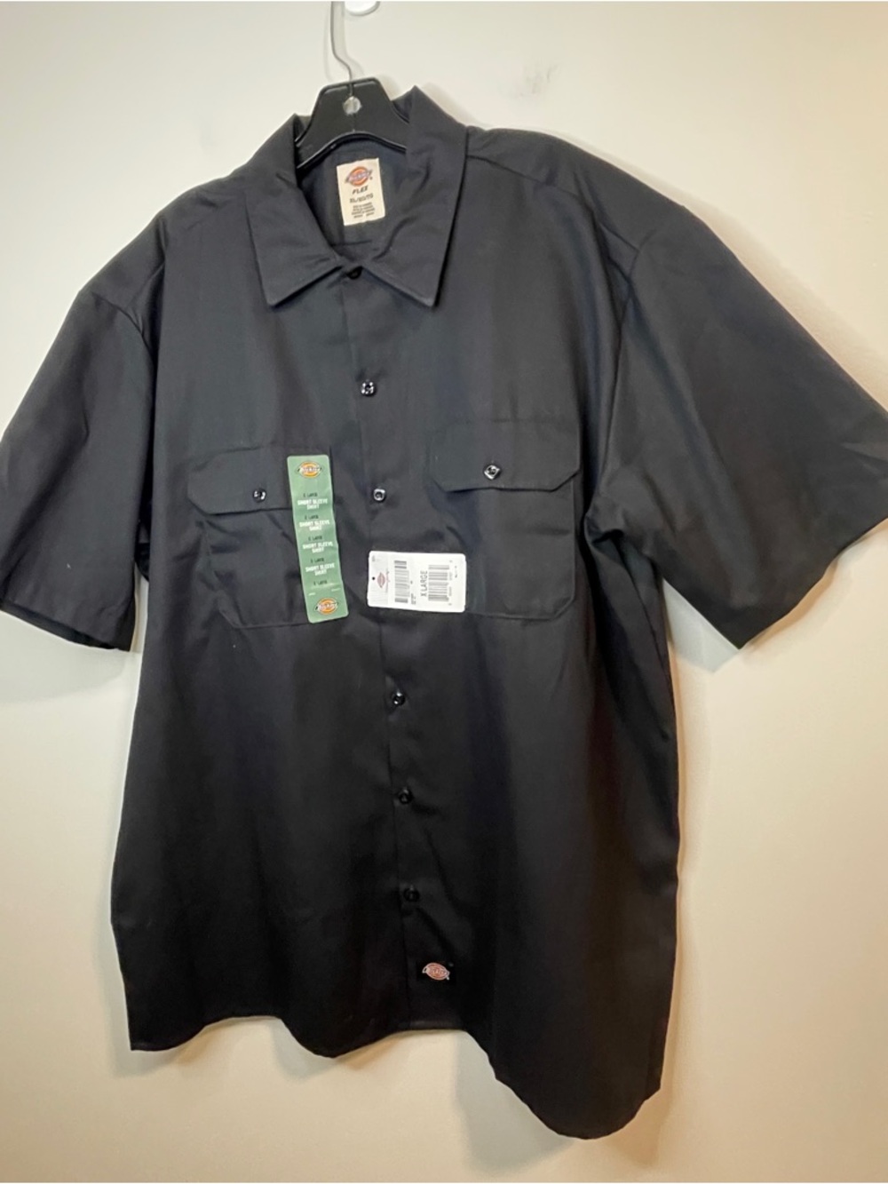 Dickies Black Short-Sleeve Button-Down Work Shirt - Two Chest Pockets
